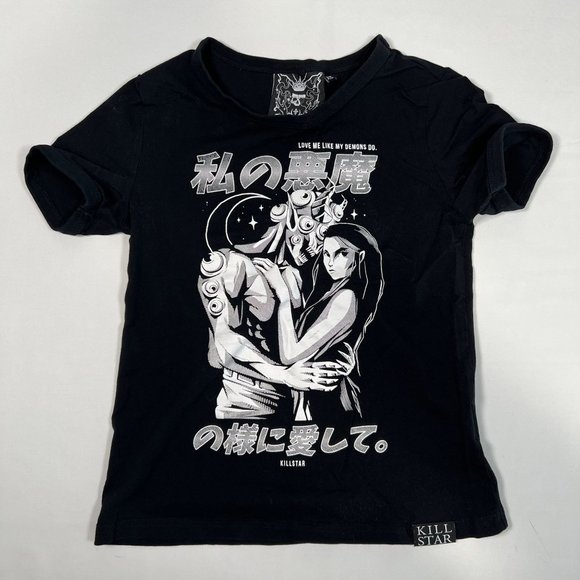 Killstar Demon Lover XS Black Graphic‎ Print Tee Goth - Picture 1 of 10